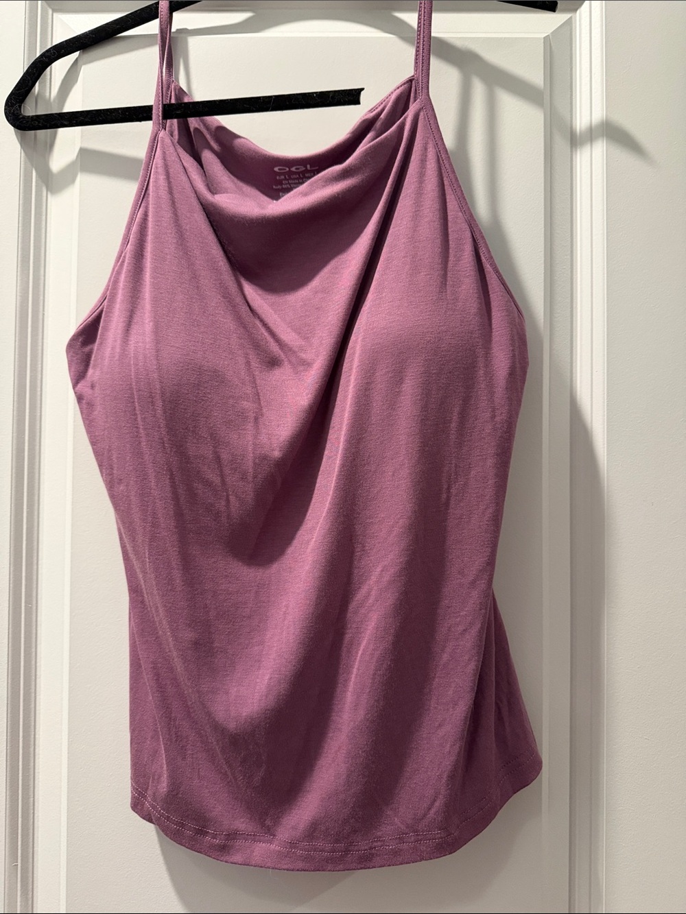 OGL Mauve Cowl Neck Spaghetti Strap Tank Top- Built in Bra